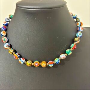 Gorgeous vinatge Italian Venitian
Millefiori beaded necklace  hand beaded